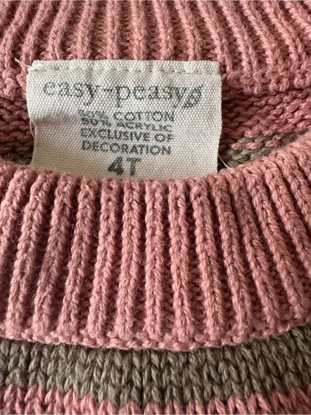 Kids  Striped Crewneck Sweater By Easy Peasy - Pink & Sage Size 4T